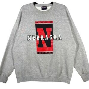 VINTAGE 90s JanSport Nebraska Sweatshirt Men XL Gray Cornhuskers Crew USA Made